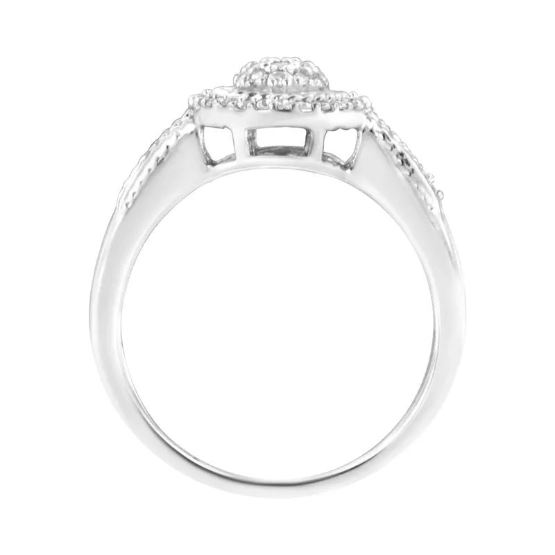 .925 Sterling Silver 1/3 Cttw Pave Set Round-Cut Diamond Braided Halo Cocktail Ring (I-J Color, I2-I3 Clarity) - Choice of size