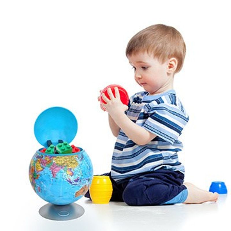 100% Touchless Round Motion Sensor Toy Box - Globe - Sensor Cookie Jar - Global Map