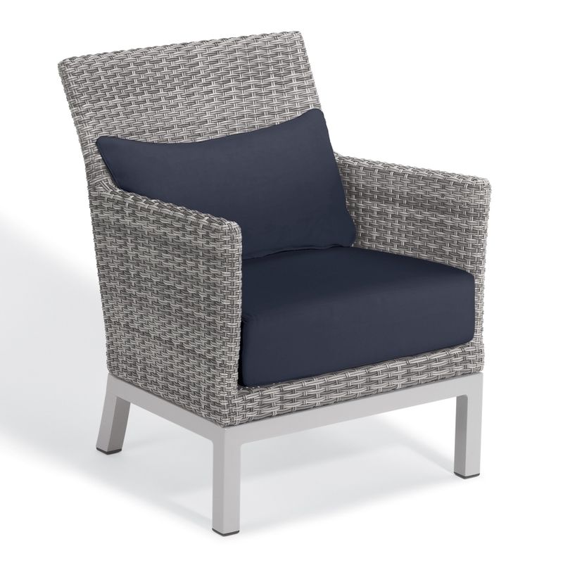 Oxford Garden Argento Resin Wicker Club Chair - Midnight Blue Polyester Cushion and Pillow