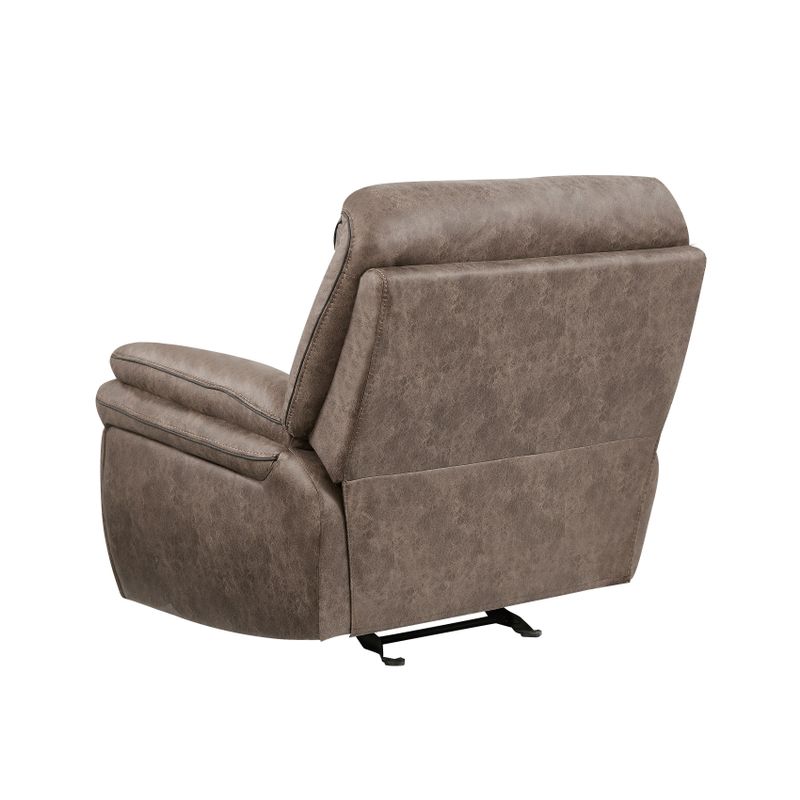 Global Furniture Glider Rocker Brown Microfiber Upholstered Extra-plush Double-pub-back Reclining Chair With Pillow-top Arms