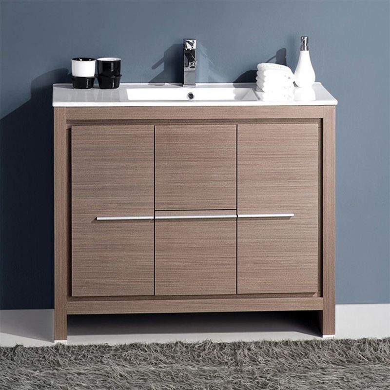 Fresca Allier 40" Grey Oak Modern Bathroom Cabinet w/ Sink - Allier 40" Modern Bathroom Cabinet w/ Sink