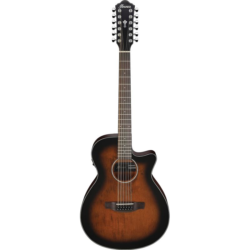 Ibanez AEG5012 AEG Series Single-Cutaway 12-String Acoustic-Electric Guitar, Dark Violin Sunburst