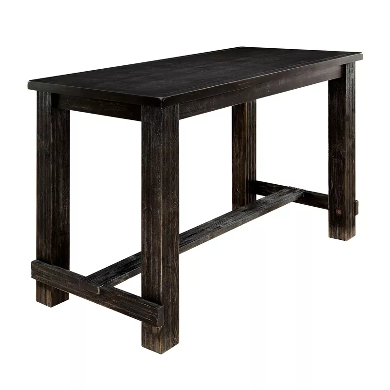 Rustic Wood 5-Piece Bar Table Set in Antique Black