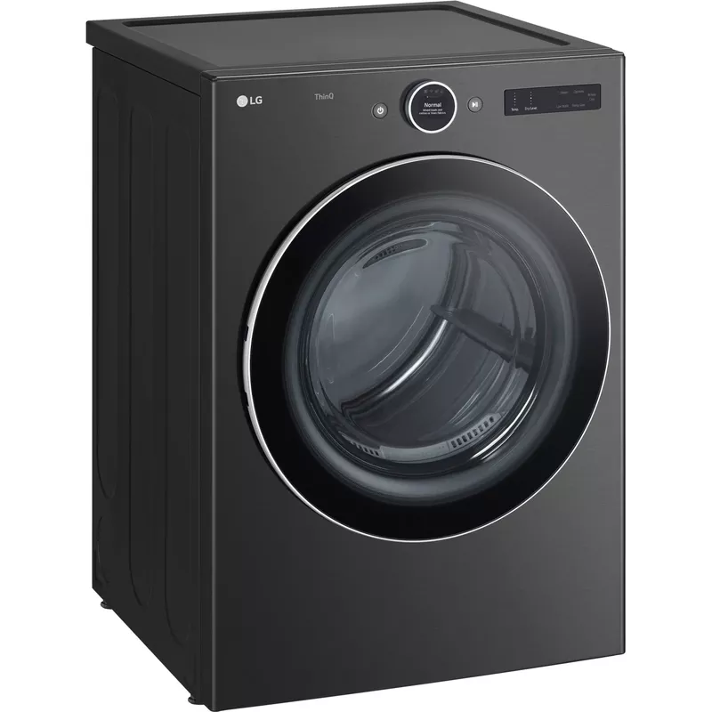 LG - 7.4 Cu. Ft. Stackable Smart Electric Dryer with TurboSteam - Black Steel