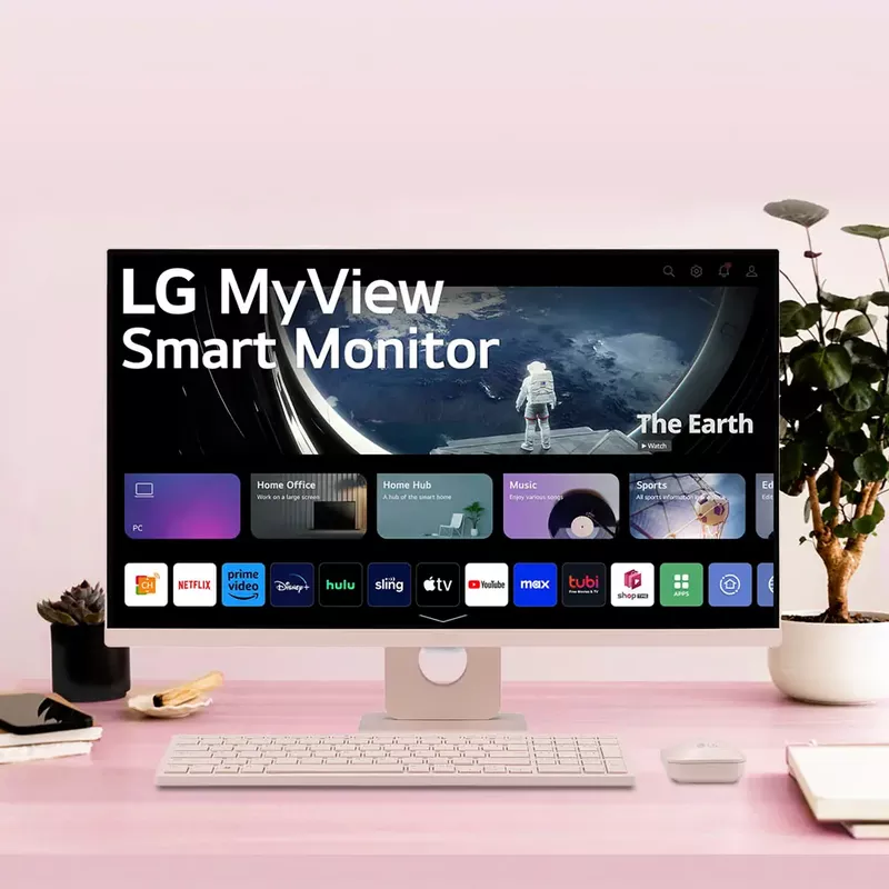 LG - MyView 27" Full HD IPS 60Hz Smart Monitor with Wireless Keyboard and Mouse (HDMI, USB-A) - Pink