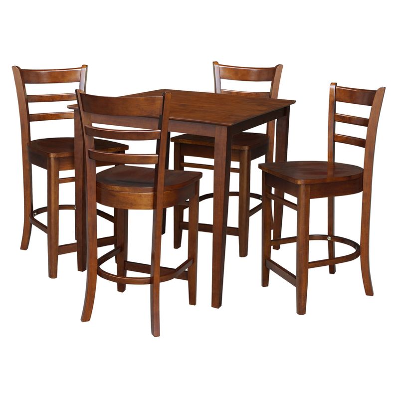 36" x 36" Counter Height Table with 4 Stools - 5 Piece Set - Espresso