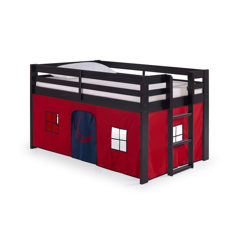 Taylor & Olive Acropolis Espresso Twin Loft Bed with Underbed Tent - Red