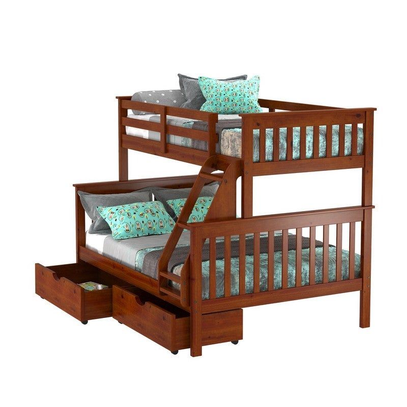 Twin over Full Mission Bunk Bed with Drawers or Twin Trundle - With Twin Trundle - Full