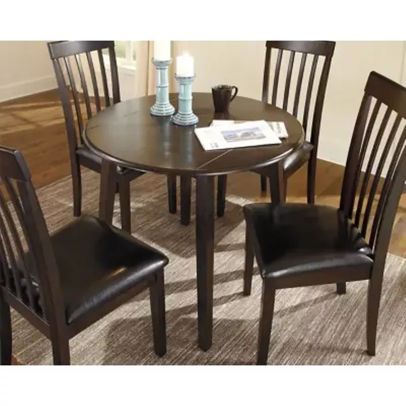 Dark Brown Hammis Round Dining Room Drop Leaf Table