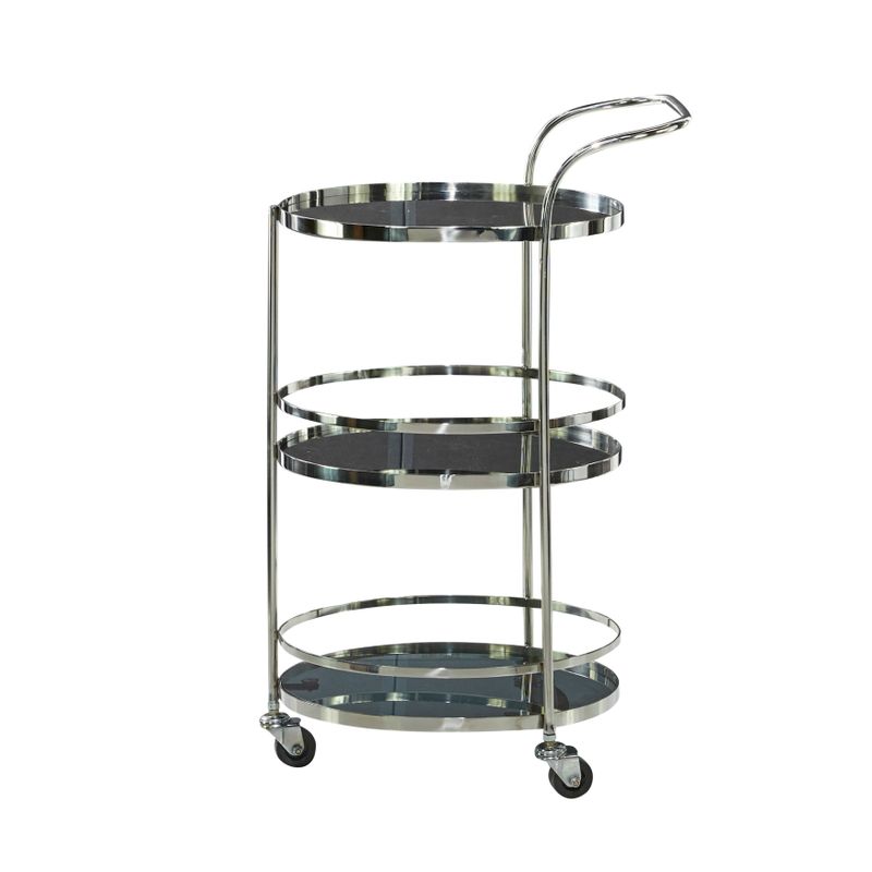 Silver Stainless Steel Contemporary Bar Cart 33 x 17 x 21 - 17 x 21 x 33 - Silver
