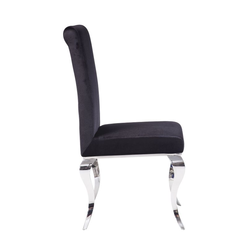 ACME Fabiola Side Chair (Set of 2) in Fabric and Stainless Steel