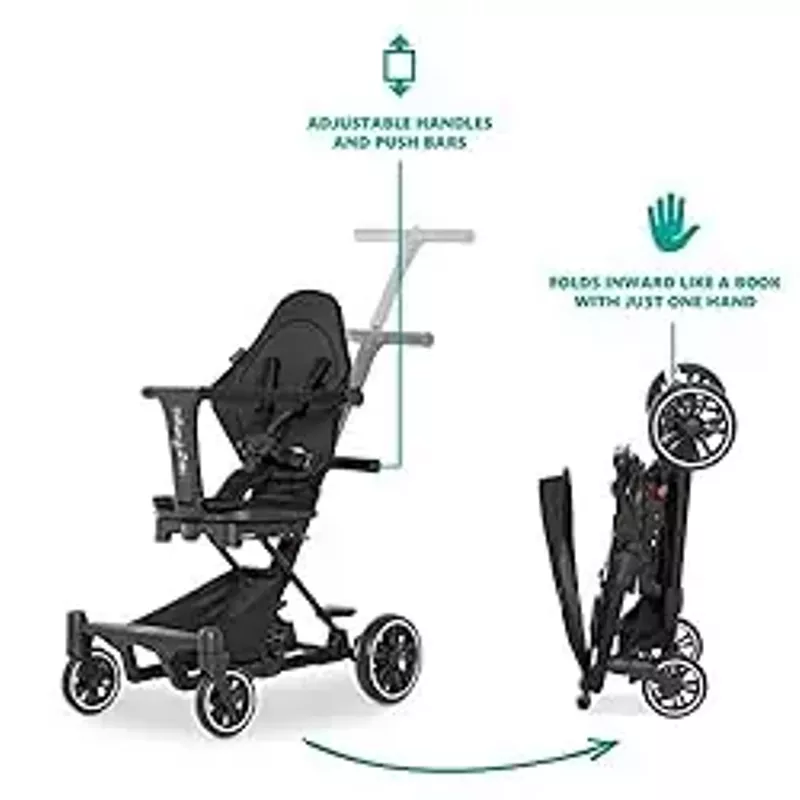 Dream On Me Drift Rider Baby Stroller with Canopy, Lightweight Umbrella Stroller with Compact Fold, Sturdy Design, 360 Degree Angle Rotation Travel Stroller, Black