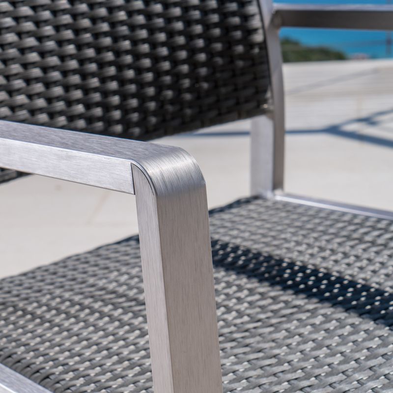 Cape Coral Outdoor Rectangle Aluminum Dining Chair (Set of 2) by Christopher Knight Home - Grey