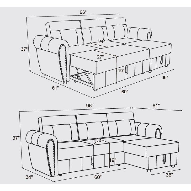 Copper Grove Bron Microfiber Reversible Sleeper Sectional Sofa - Right Facing