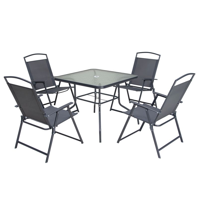 VredHom 5-Piece Patio Dining Set, 1 Table, 4 Folding Chairs - Green - 5-Piece Sets