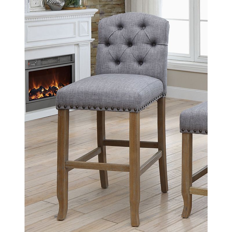 Matheson Rustic Tufted Bar Chairs (Set of 2) by FOA - Dark Grey