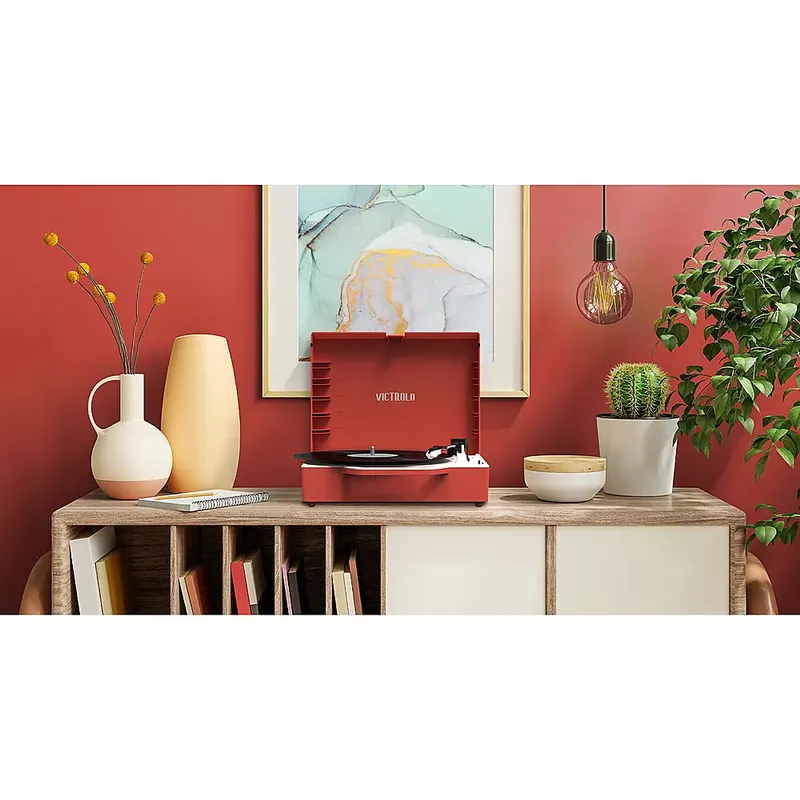 Victrola - Re-Spin Sustainable Bluetooth Suitcase Record Player - Poinsettia Red