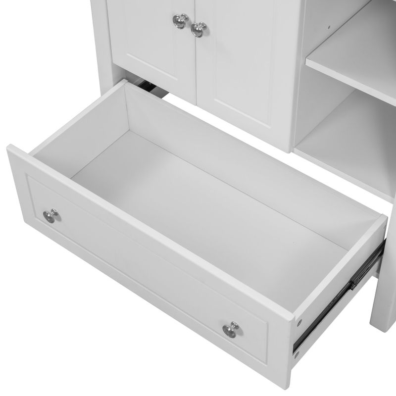 Bathroom Vanity with Sink Bathroom Storage Cabinet with Doors and Drawers - White