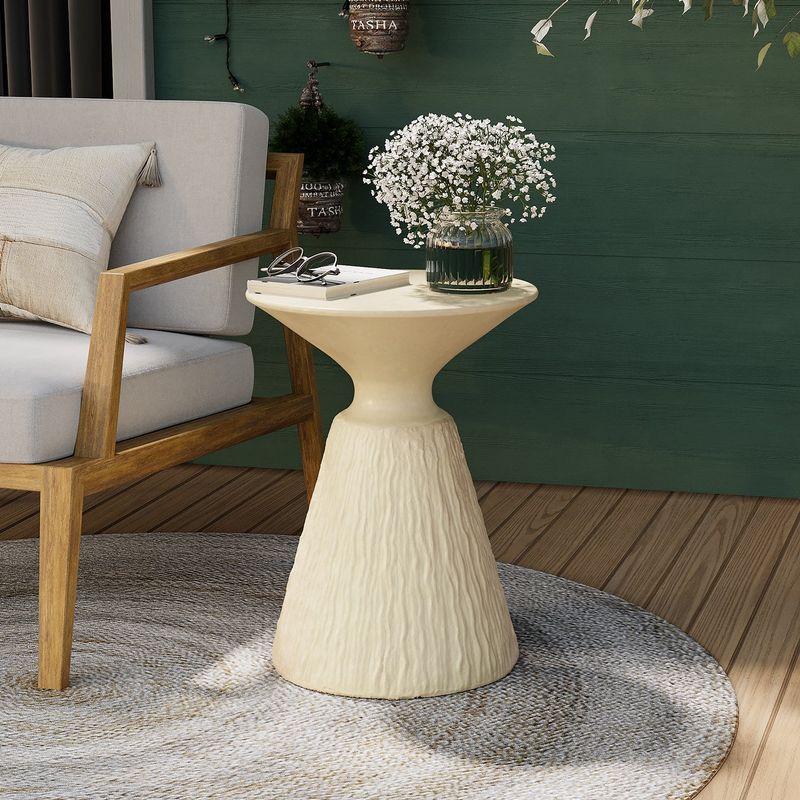 COSIEST Outdoor Indoor Pedestal End Table, Plant Stand (Color Options) - White - 2pc