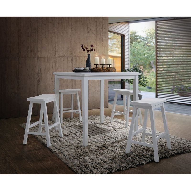 5 Piece Square Counter Height Dining Set - White