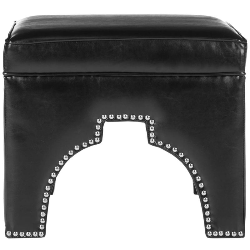 Safavieh Grant Black Leather Ottoman - MCR4636A