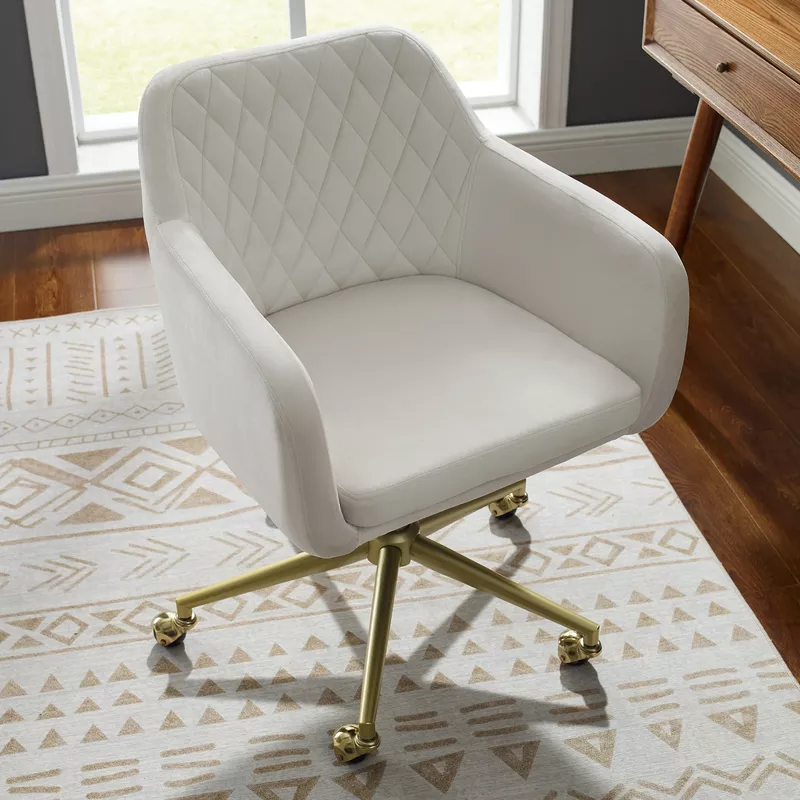 Hovey Quilted Office Chair Off White