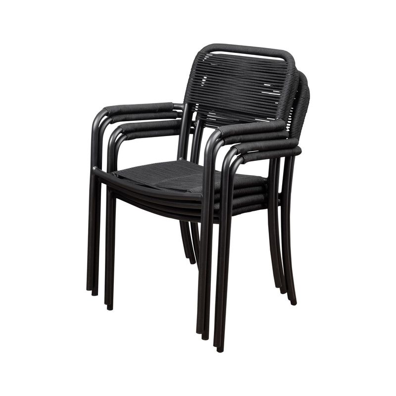 Atlantic Curry Black Aluminum Patio Dining Chairs (Set of 4) - Black color