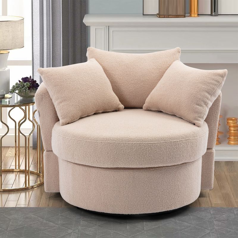 Modern Linen Swivel Accent Chair Bucket Chair - Beige