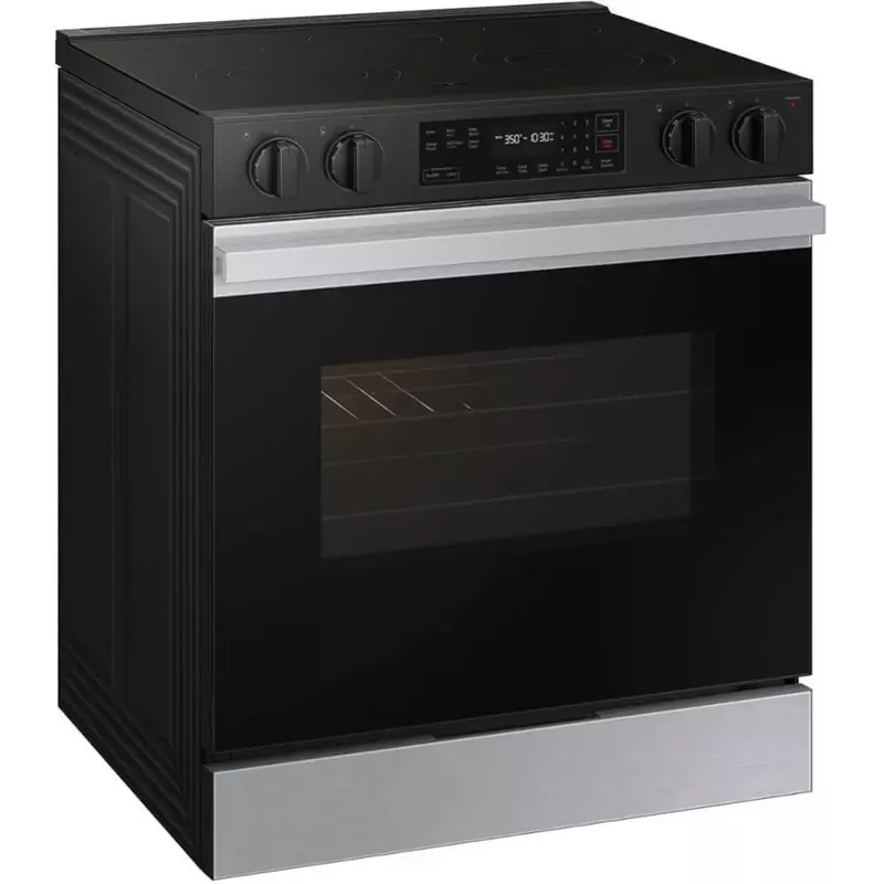 Samsung - Bespoke 6.3 Cu. Ft. Slide-In Electric Range with Precision Knobs - Stainless Steel