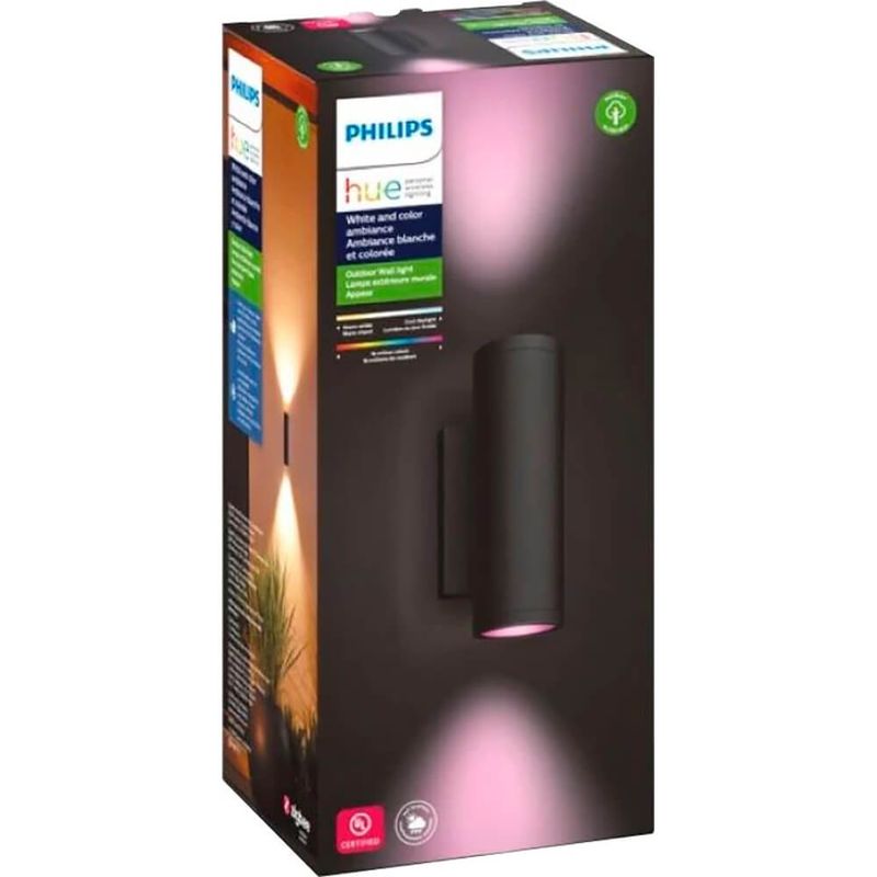 Hue White & Color Ambiance Appear 1200-lumen Wall Lantern - Black