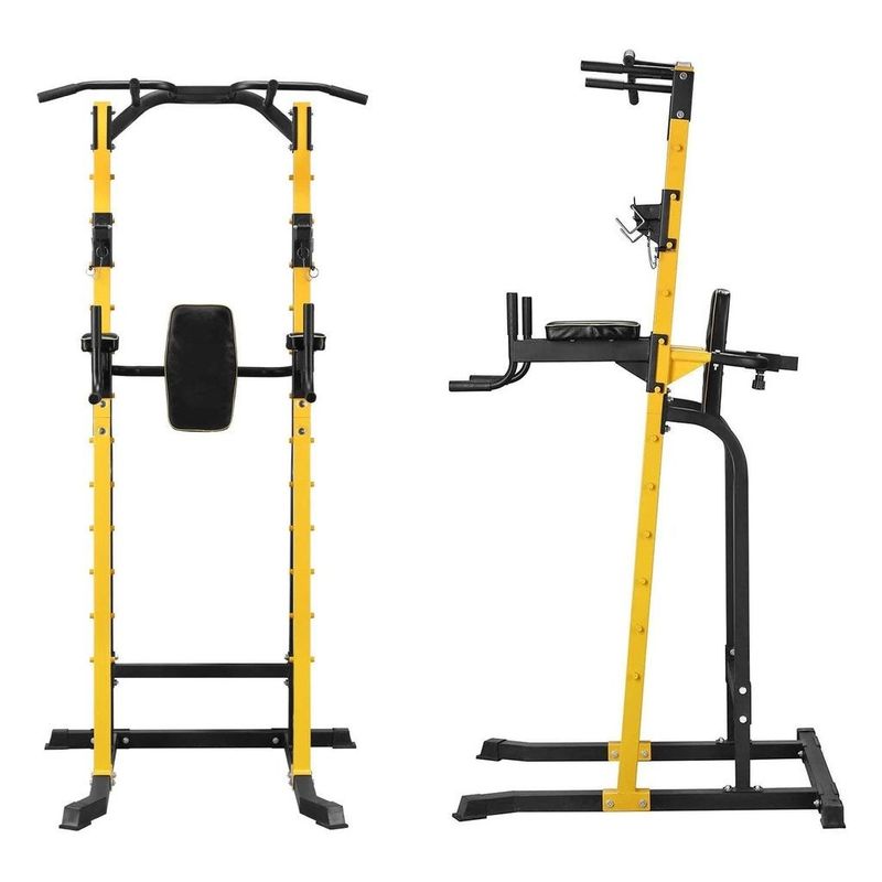 Zenova  Weight capacity  550 lbs Power Tower Pull-up Bars Workout Dip Stands - Yellow