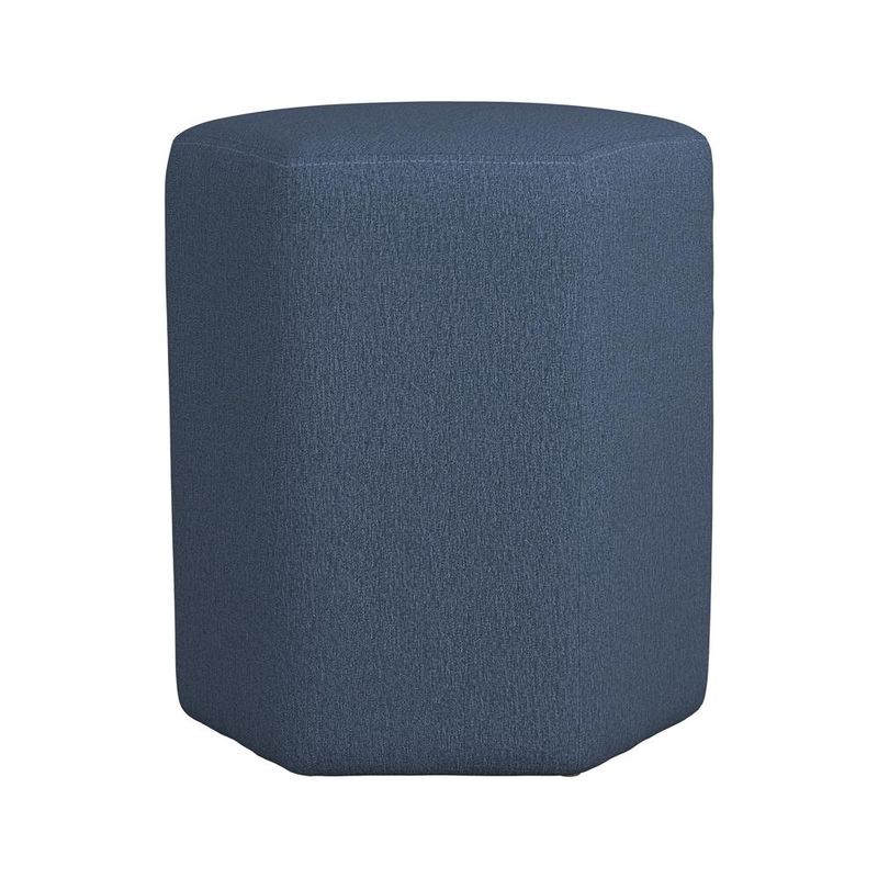 Hexagonal Upholstered Stool Blue