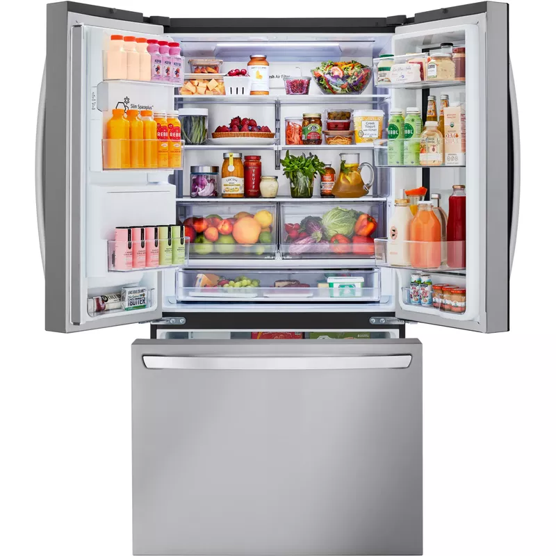 LG - 25.5 Cu. Ft. French Door Counter-Depth Smart Refrigerator with InstaView - Stainless Steel