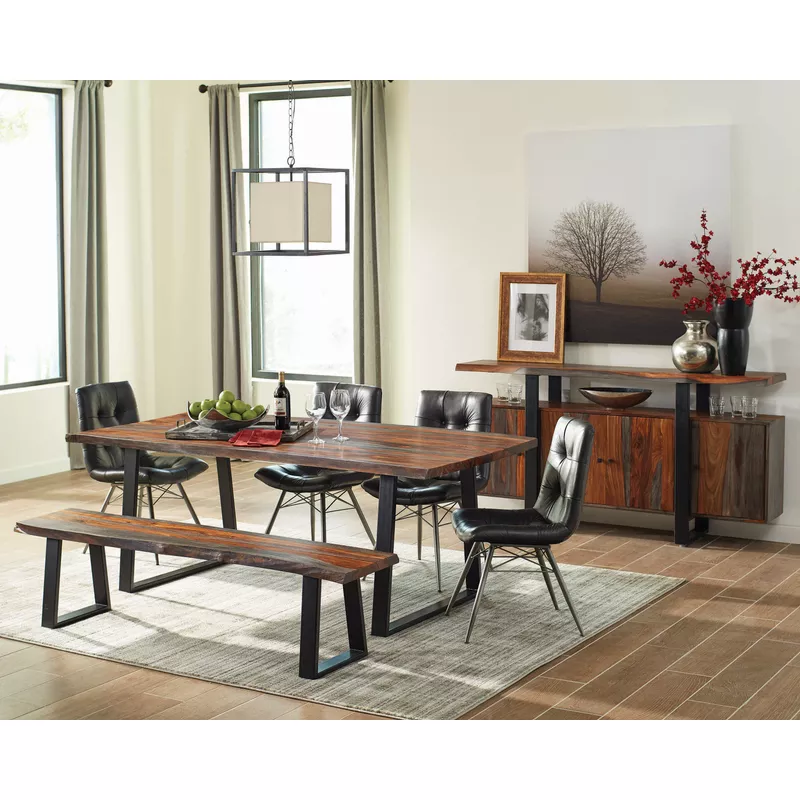 Bexley Live Edge Trestle Dining Table Natural Honey and Espresso