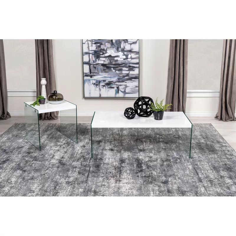 Opal Rectangular Coffee Table With Clear Glass Legs White High Gloss