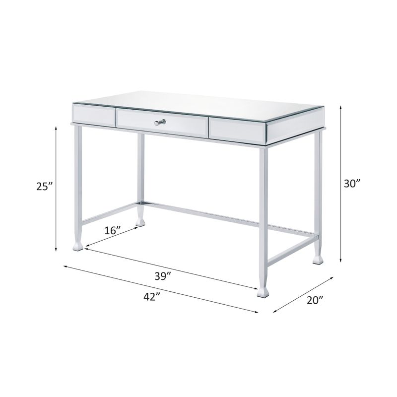 ACME Canine Writing Desk in Mirrored and Chrome - Mirrored/Chrome - Mirrored Finish/Chrome Finish