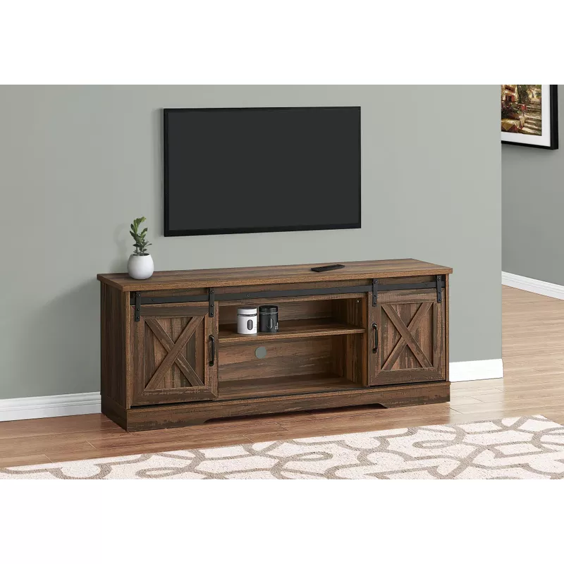 TV Stand/ 60 Inch/ Console/ Media Entertainment Center/ Storage Cabinet/ Living Room/ Bedroom/ Laminate/ Brown/ Transitional