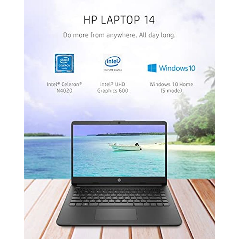HP 14 Laptop, Intel Celeron N4020, 4 GB RAM, 64 GB Storage, 14-inch Micro-Edge HD Display, Windows 10 Home, Thin & Portable, 4K...