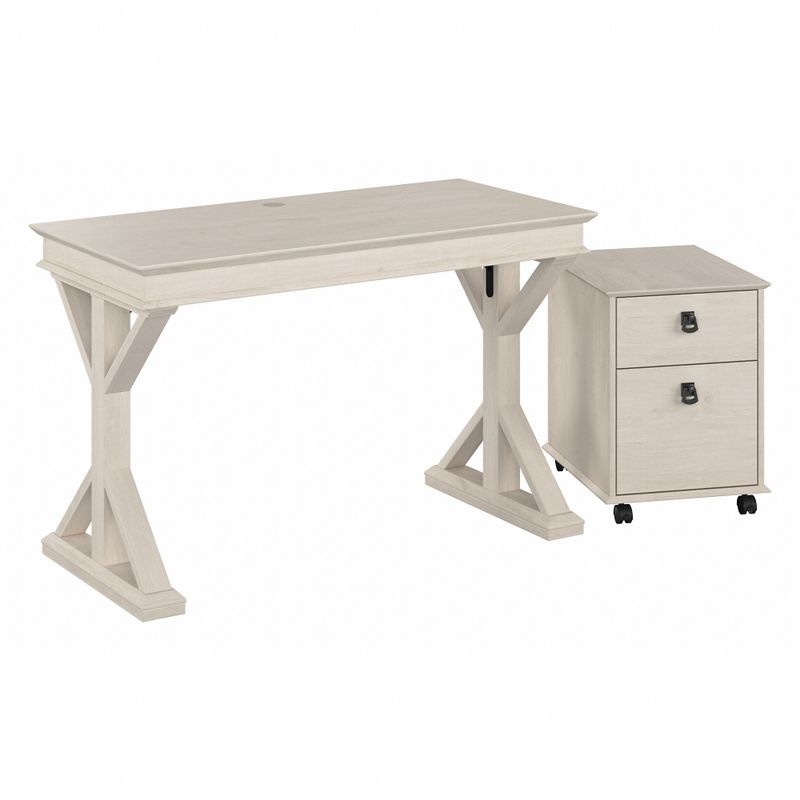 Homestead 48W Farmhouse Writing Desk with Drawers by Bush Furniture - Driftwood Gray