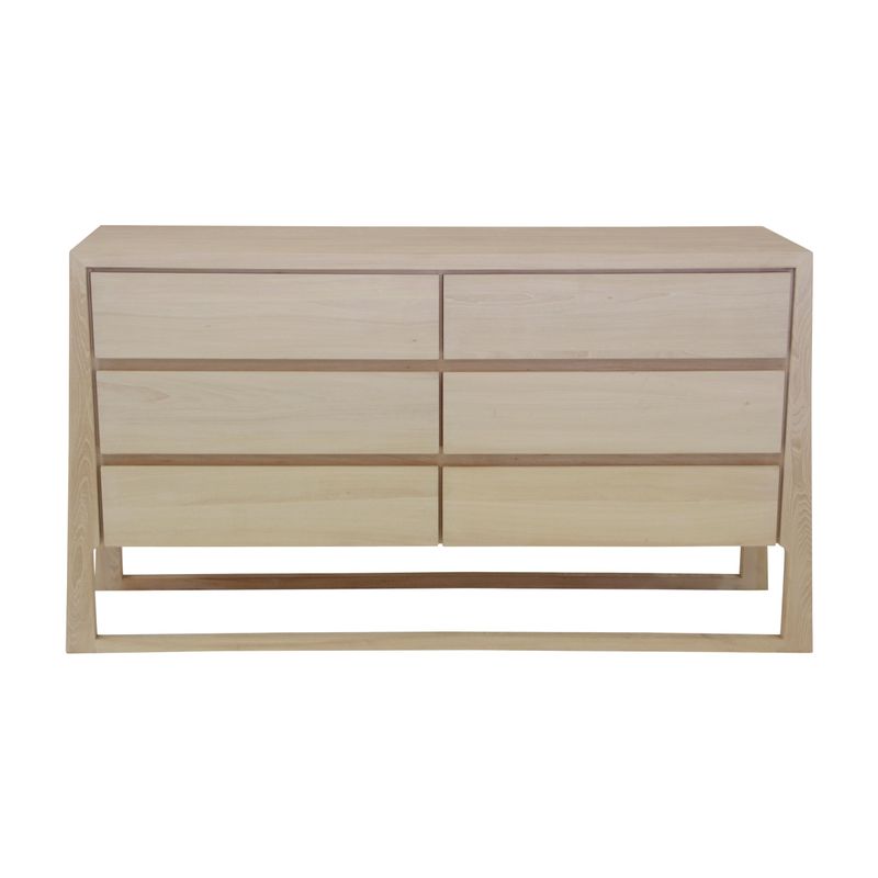 Lily's Living 69" W Rectangle Whitewashed Wood Indoor Vintage Dresser Cabinet w/6 Drawers, Home Furniture - White