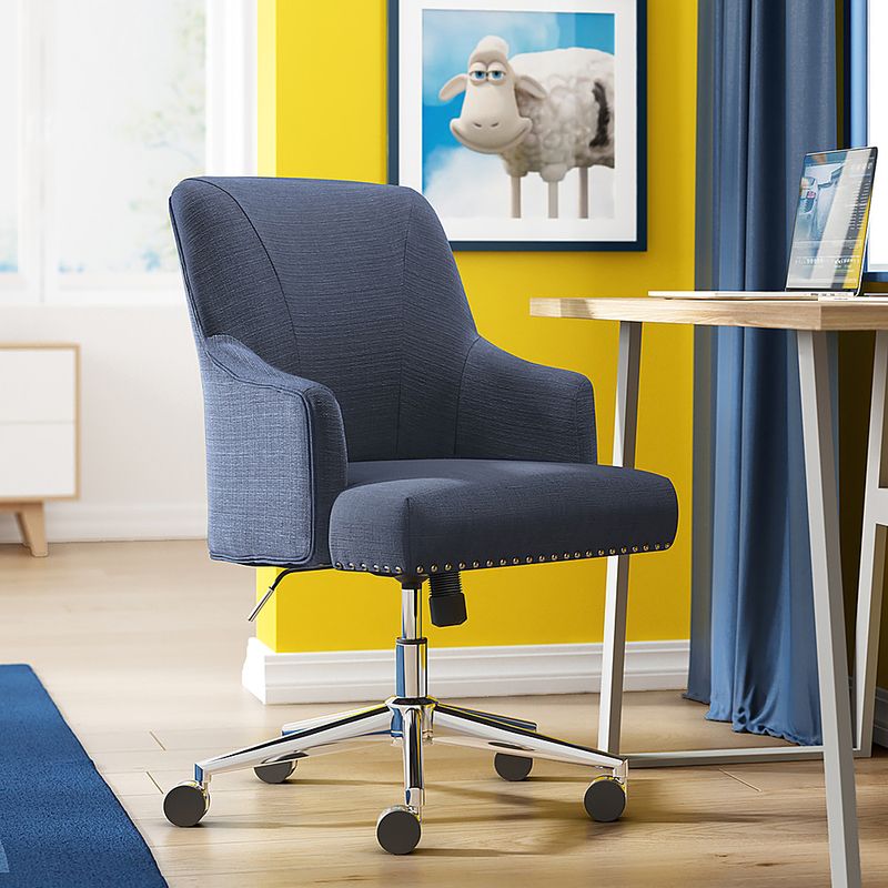 Angle Zoom. Serta - Leighton Modern Memory Foam & Twill Fabric Home Office Chair - Blue
