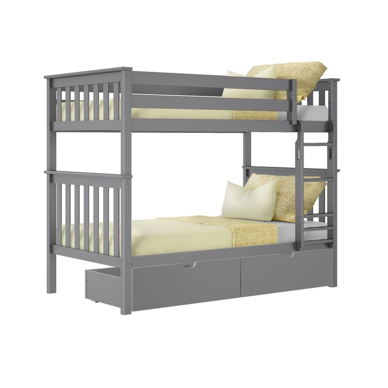 Max & Lily Twin over Twin Bunk Bed with Under Bed Storage Drawers - White