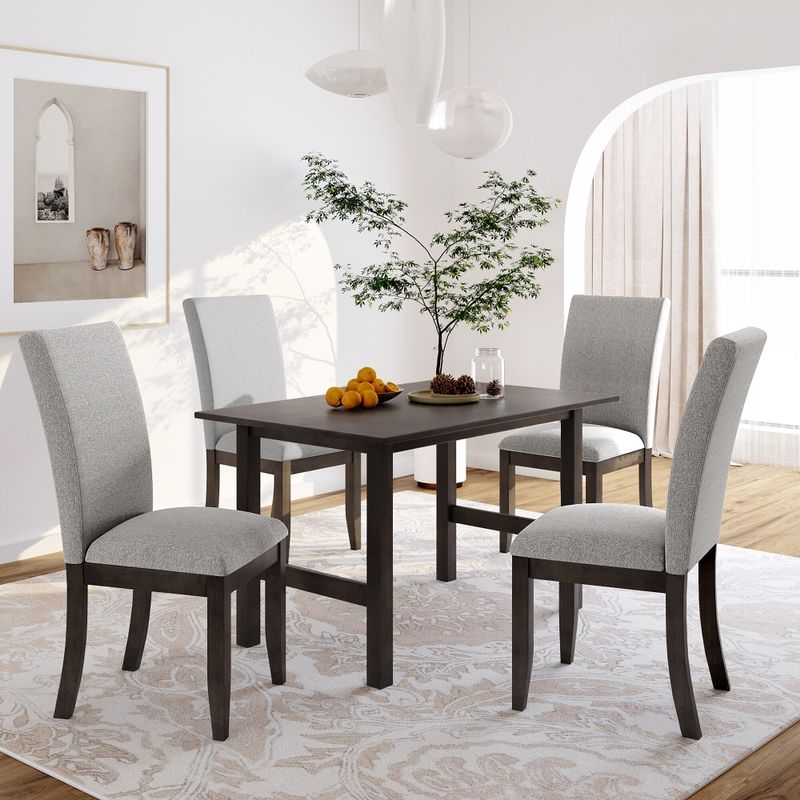 Farmhouse 5-Piece Wood Dining Table Set for 4. - Grey