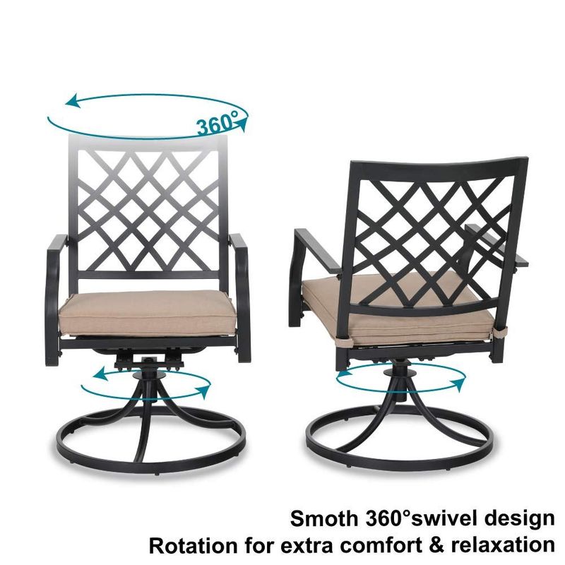Viewmont 5-piece Outdoor Dining Set with Large Table and 4 Swivel Chairs by Havenside Home - Large Lattice Weave
