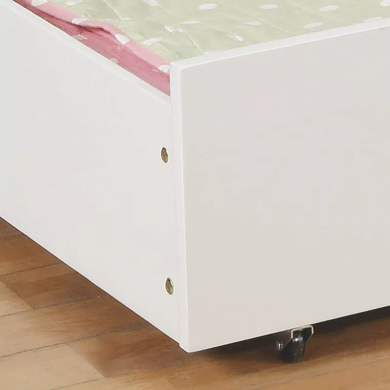 Transitional Wood Twin Storage Kids Trundle in White