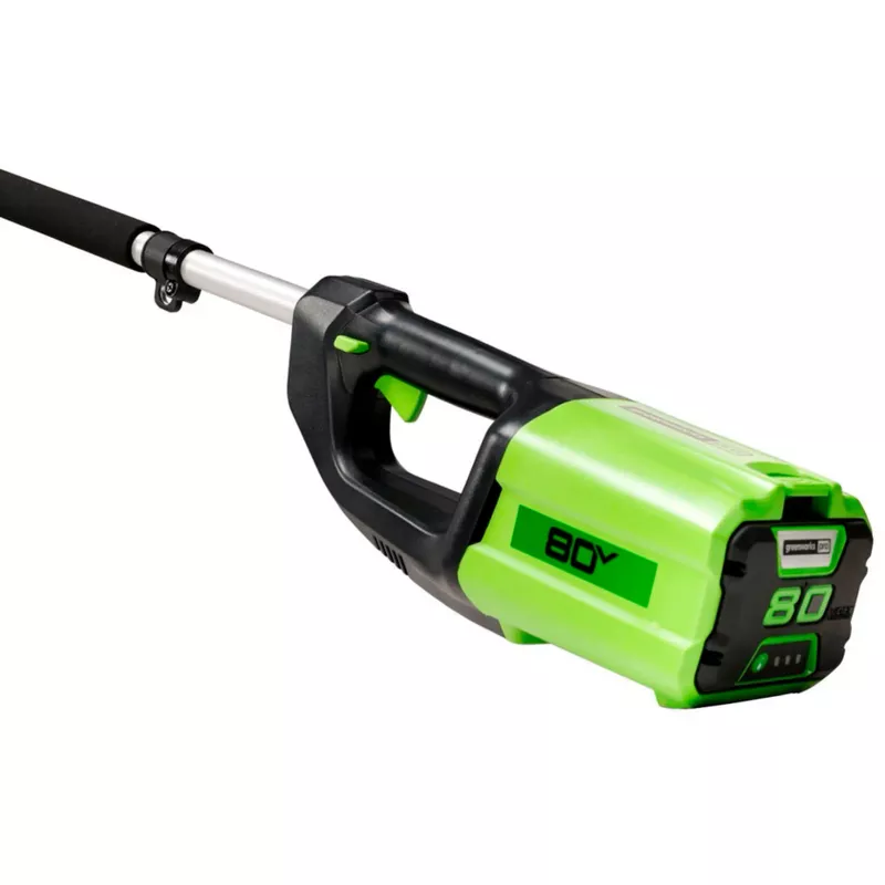 Greenworks - 80-Volt 10-Inch Brushless Cordless Pole Saw with 14.5 foot reach (1 x 2Ah Battery and Charger) - Green