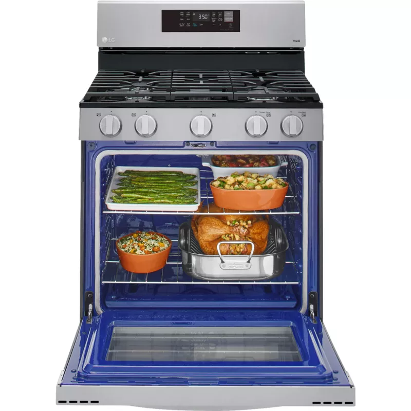 LG - 5.8 Cu. Ft. Smart Freestanding Gas True Convection Range with EasyClean and AirFry - Stainless Steel