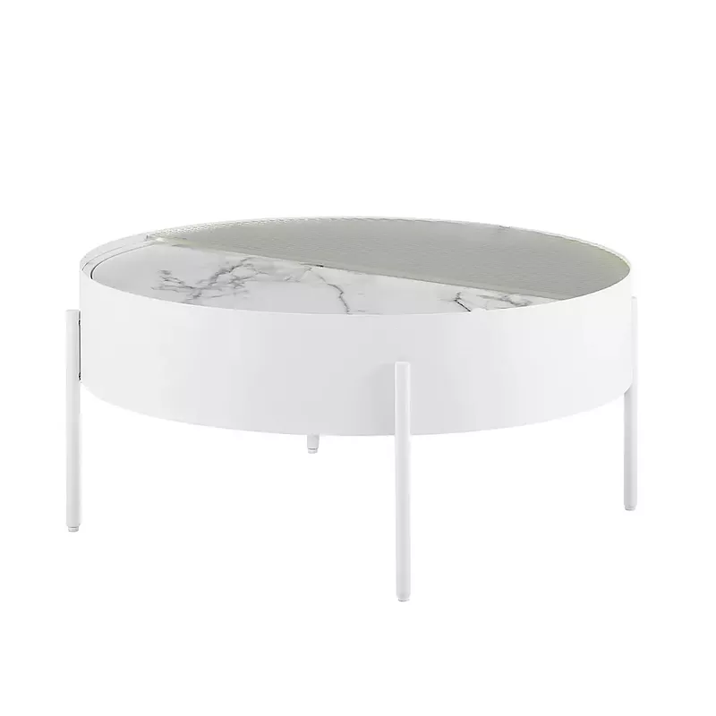 Walker Edison - Modern Sliding-Top Coffee Table - White