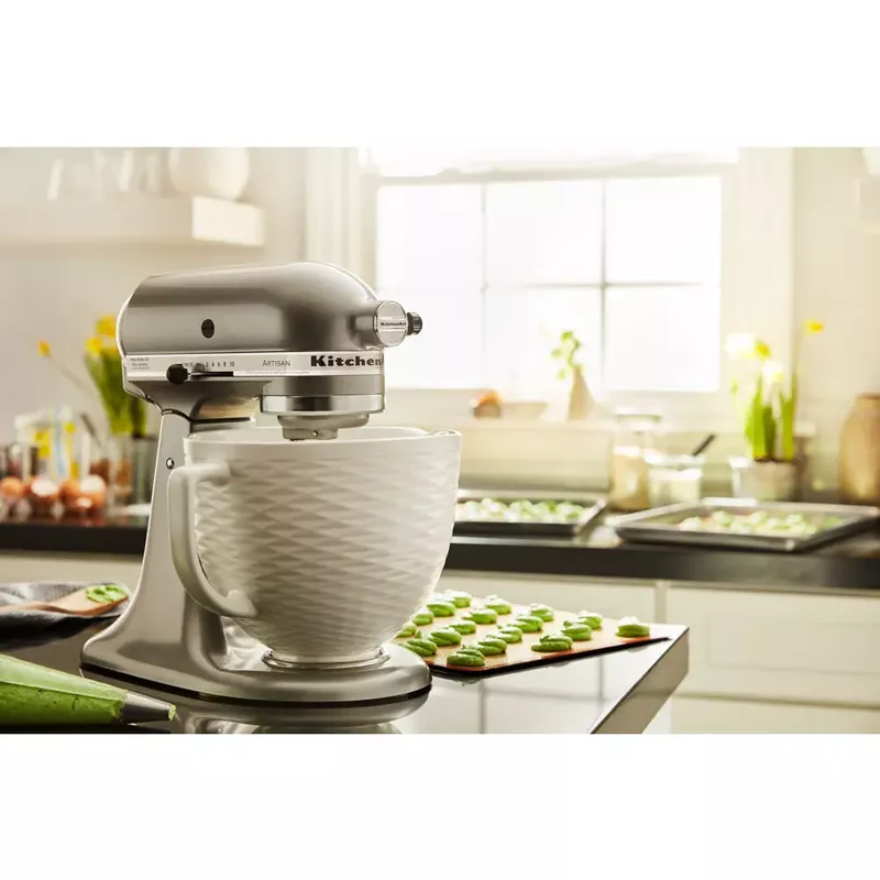 KitchenAid 5-Qt. Titanium-Reinforced Ceramic Bowl for Tilt-Head Stand Mixers, Textured White
