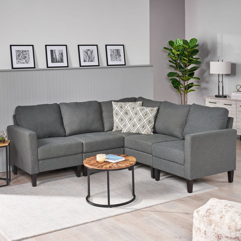 Zahra Modern Fabric  5-piece Sofa Sectional by Christopher Knight Home - Navy Blue